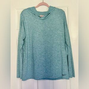 Nike Women's Teal Lightweight Long sleeve shirt with hood.